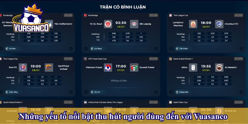Những yếu tố nổi bật thu hút người dùng đến với Vuasanco