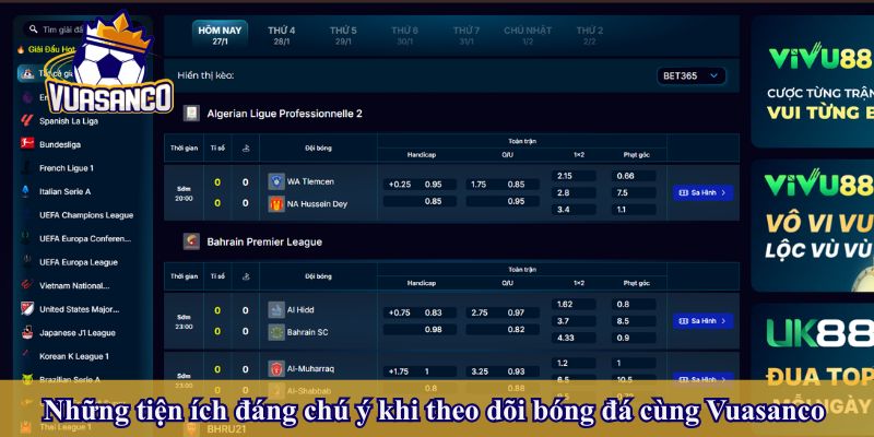 Những tiện ích đáng chú ý khi theo dõi bóng đá cùng Vuasanco